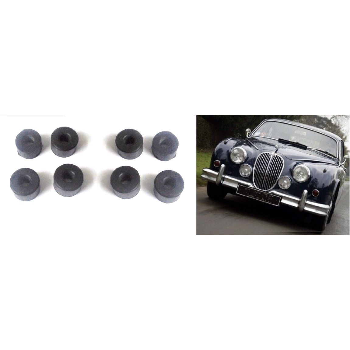 REAR DAMPER BUSHES x8 (Upper & Lower) (Jaguar Mk1 & Mk2 Saloon) (1955- 69) 